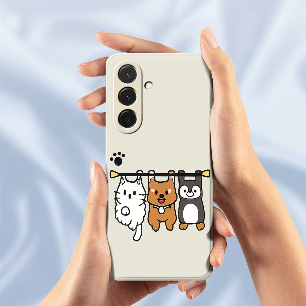 For Samsung Galaxy A36 5G Case Three Animal Dolls Pattern Printing Straight Edge TPU Phone Back Cover