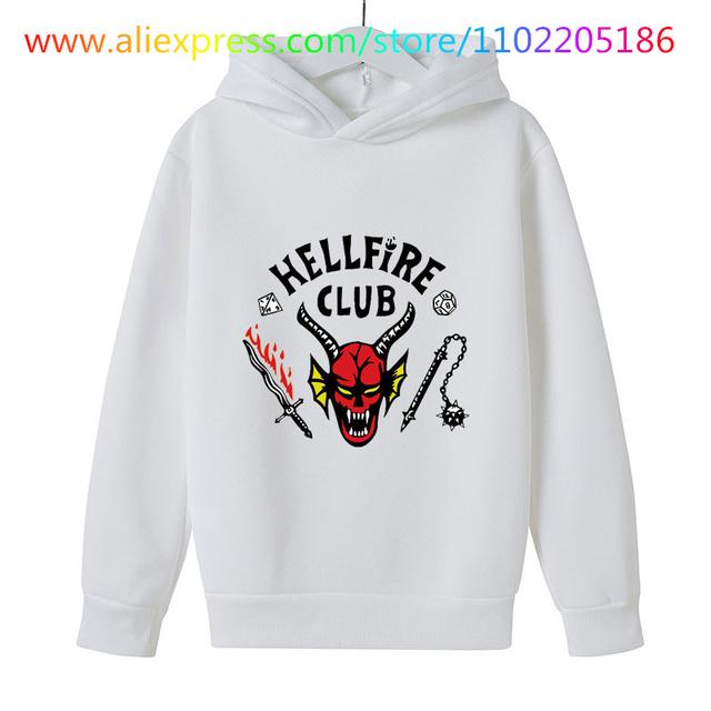 MINISO 2025 kinderkleding Club Sweatshirts 4-14 Jaar Kinderen Baby Meisjes Populair Stranger Things 5 hoodie Bedrukte Hoodies Lange Mouwen Kinder Tops 160