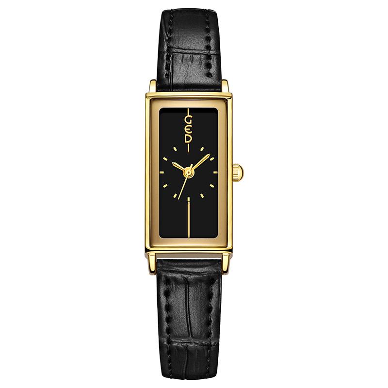 GEDI Vintage Luxury Rectangular Stainless Steel Strap Watch for Women - Minimalist Retro Stylish Quartz Wristwatch