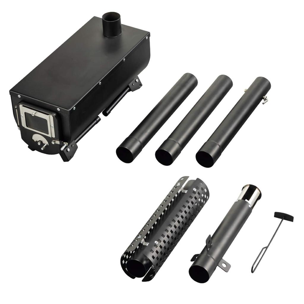 BUNDOK Makisto Fogão a Lenha Chaminé Fogueira Fácil Montagem Camping Resistente ao Calor Janela de Vidro Preto Pequeno BD-501