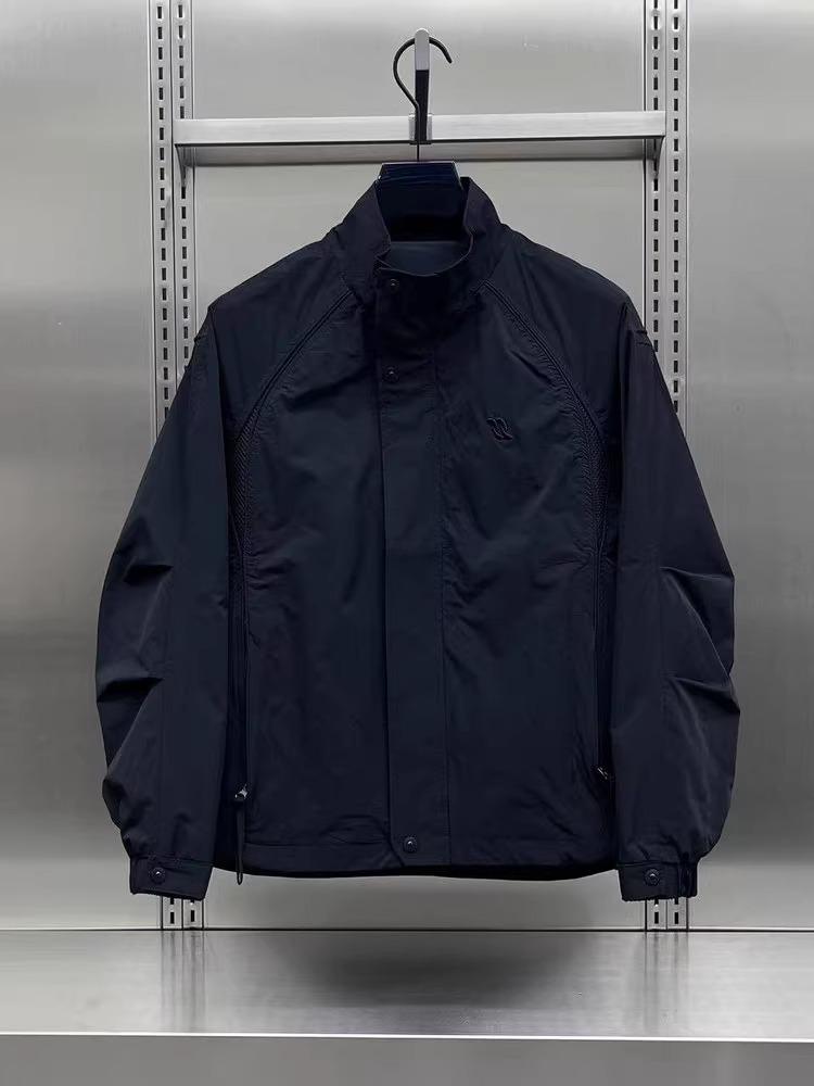 Men's Korean Style Patchwork Stand-Up Collar Jacket - Trendy Windproof Workwear for Spring & Autumn