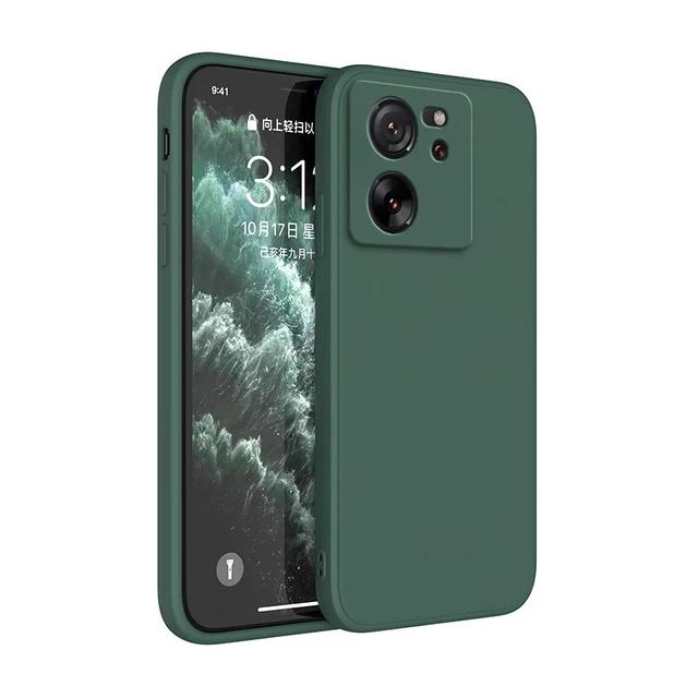 

Для Xiaomi 13T Pro Чехол квадратный жидкий силиконовый протектор объектива камеры мягкий чехол для Xiaomi Mi 13t 13 T Mi13T Pro противоударный чехол For Xiaomi 13T темно-зеленого