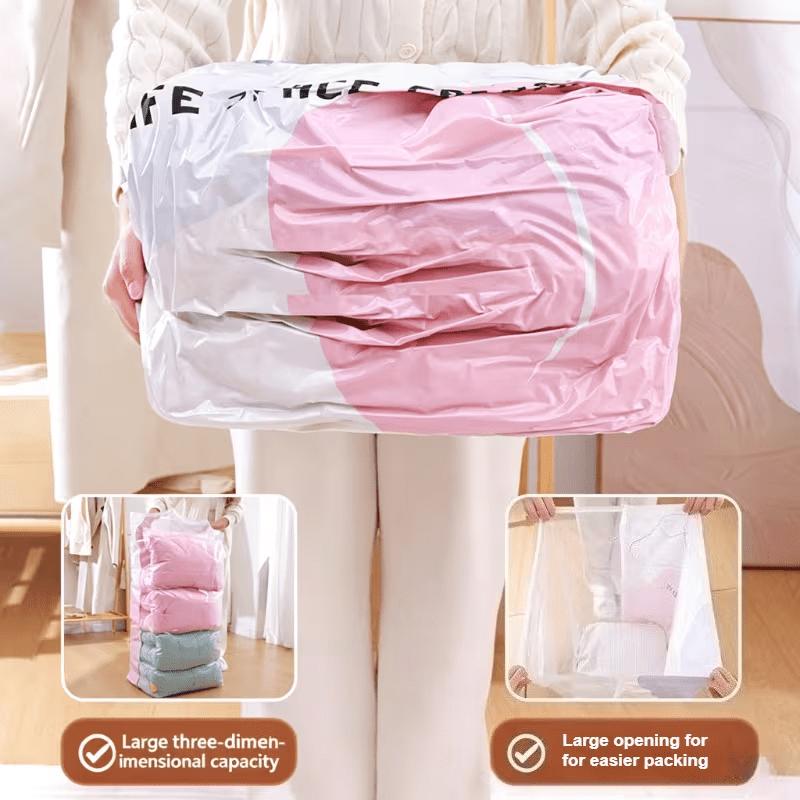 Vacuum Storage Bags For Clothes Comforters No Pump Needed Space Saving Thick Reusable Compress Organizer