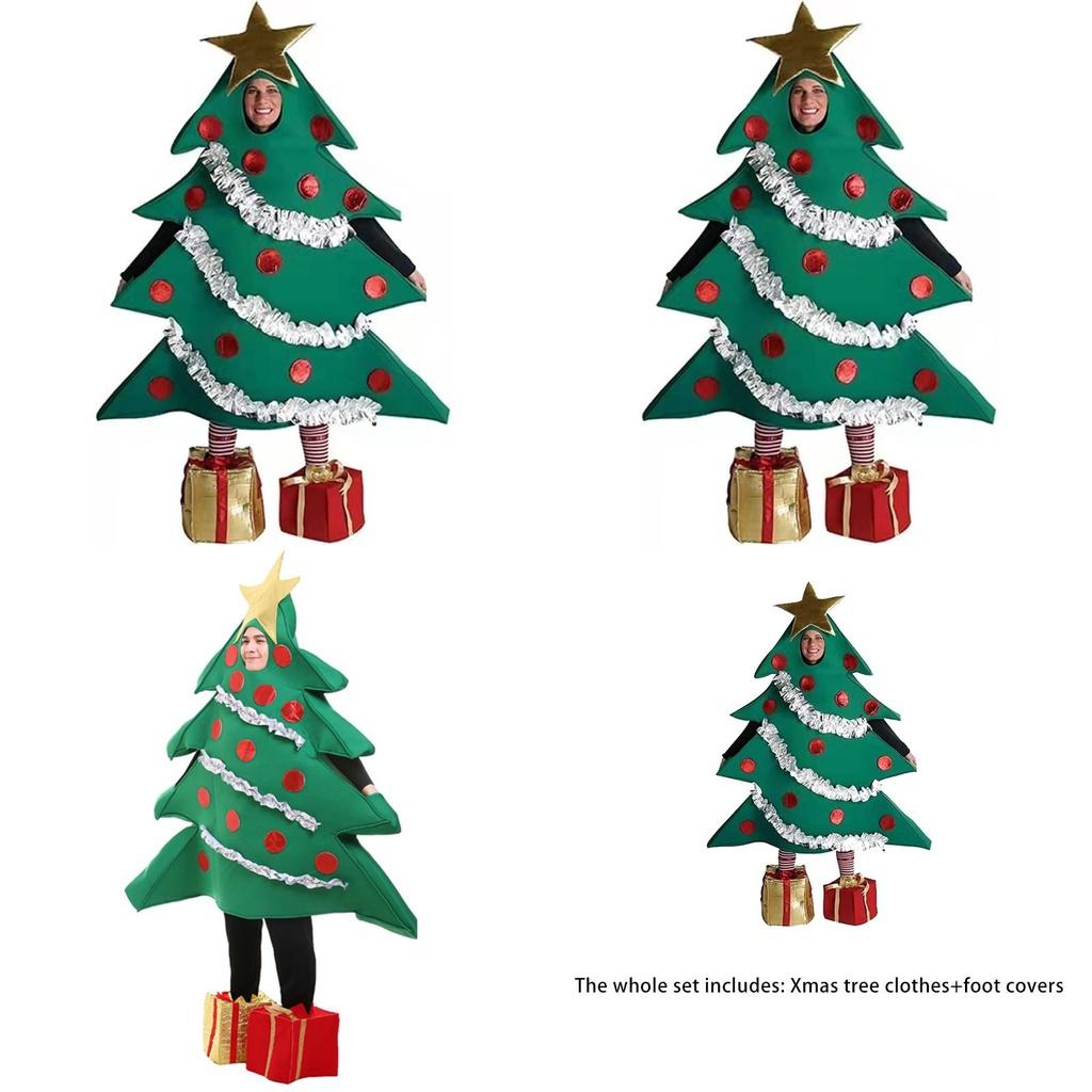 Christmas Xmas Tree Corduroy Outfit Cosplay Costume Funny Clothes Unisex Adults