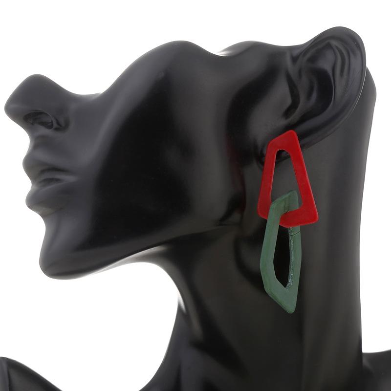 Korean geometric block color blocking fashionable earrings with exaggerated personality acrylic earrings