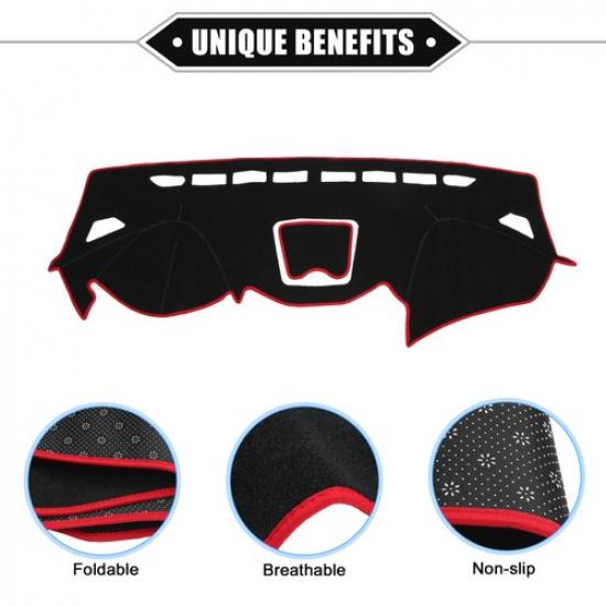 Dashboard Cover Protector Mat for Hyundai Santa Fe 2013-2018 Polyester Black Red