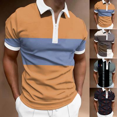 Men's Shirt Golf Shirt Retro Color Contrast Outdoor Street Short Sleeves Button-Down Print Clothing Apparel Fashion Designer Casual Breathable