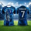 Sonderedition Ronaldo Sommer 3D-gedrucktes Kinderfußballtrikot T-Shirt, schnelltrocknend und atmungsaktiv, geeignet für den Alltag.