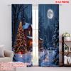2pcs 2D Flat Printing Merry Christmas Popular Curtains Christmas Eve Cabin 100% Polyester Without Electricity Spring for Po