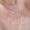 S925 Silver Ribbon Bow Stud Earrings Super Fairy Earrings Earrings