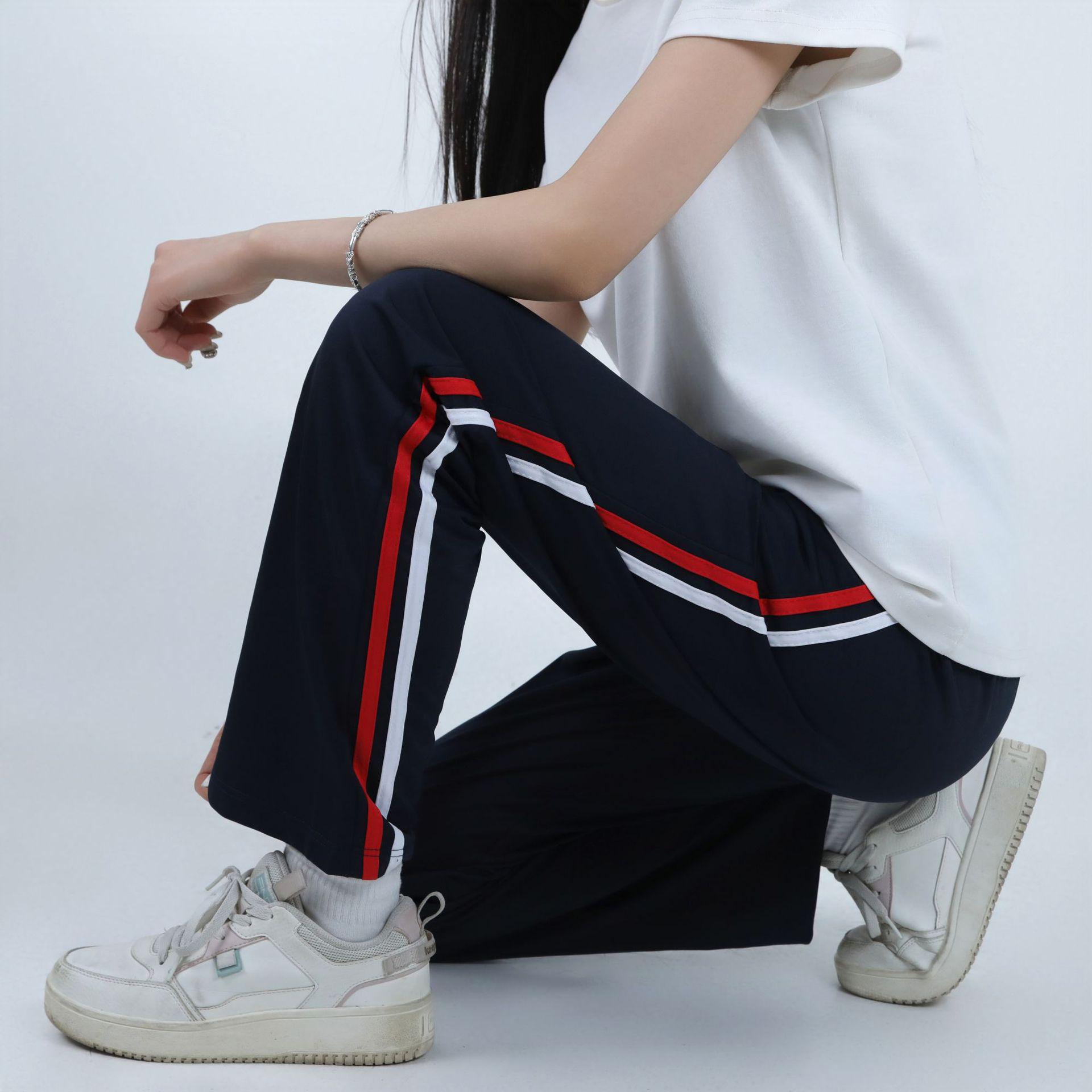 

Темно-синие летние брюки для начальной и средней школы с полосками 160