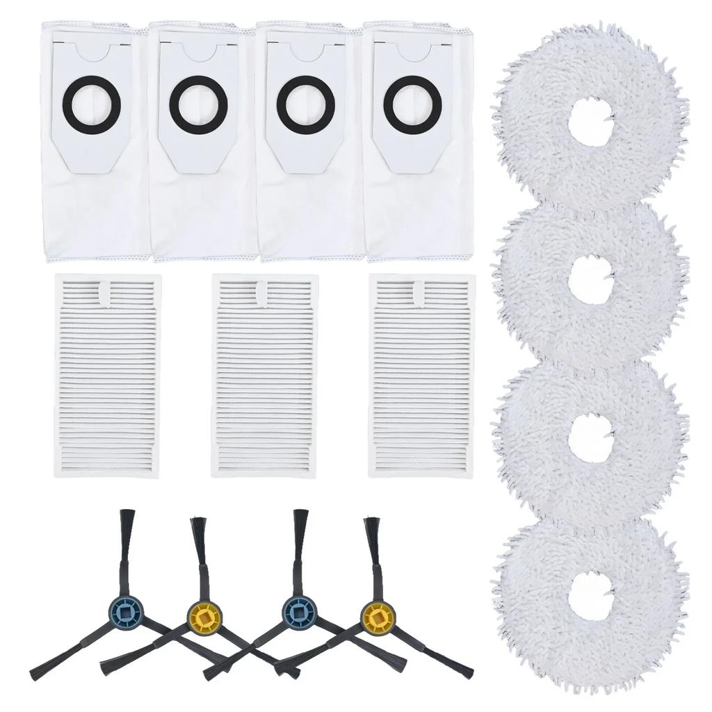 Vacuum Cleaning Accessory Pack for Midea V12 Filters Mop Cloths Dust Bags and Side Brushes for Reliable Service