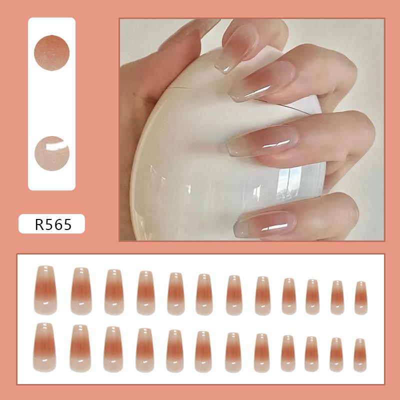 

24 шт. Длинный стиль постепенное изменение нюдовый износ ногтей темперамент румяна нейл-арт часть чистый и белый минималистский чистый хотите