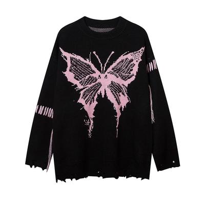 Pull Tricoté Surdimensionné Hommes Femmes - Style High Street Tressage Jacquard Détail Usé Coupe Ample Hiver Chaud