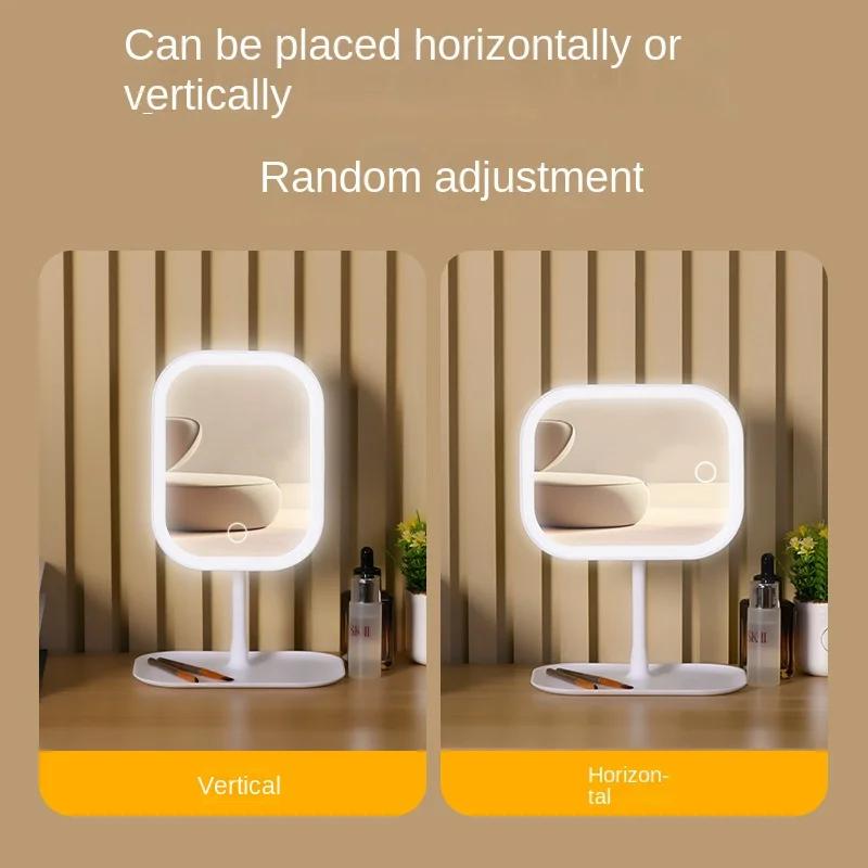 Desktop Vanity Mirror 3 Color Dimmable Light LED Makeup Mirror Light Touching Mirror Women Bedroom Dressing Mirror