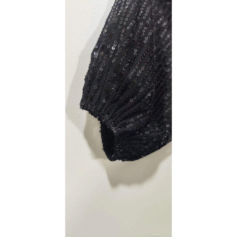 Women Sequins Round Neck Long Sleeve Casual Commute Bodycon Mini Dress