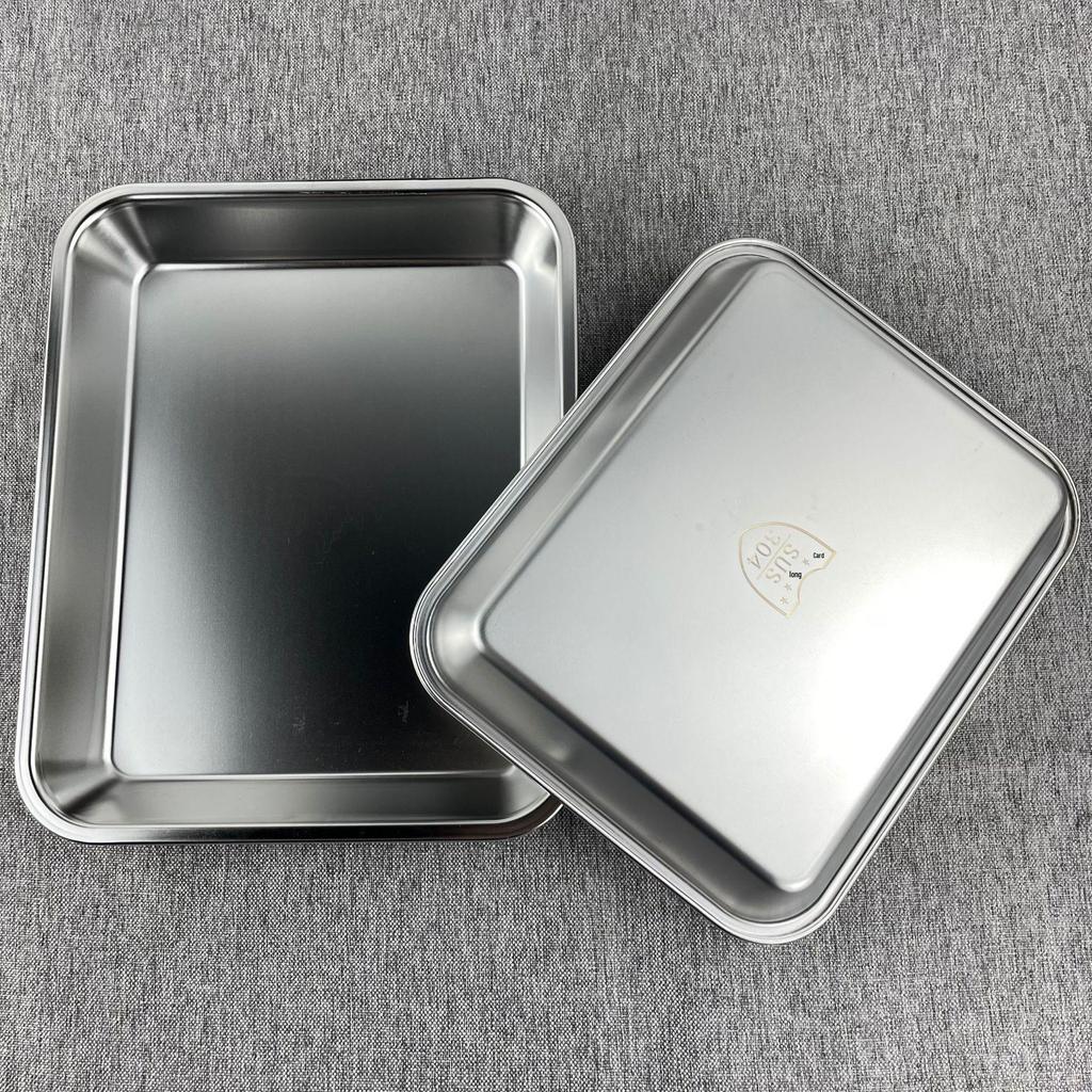 304 Stainless Steel Rectangular Grill and Baking Pan Set with Oil Draining Rack