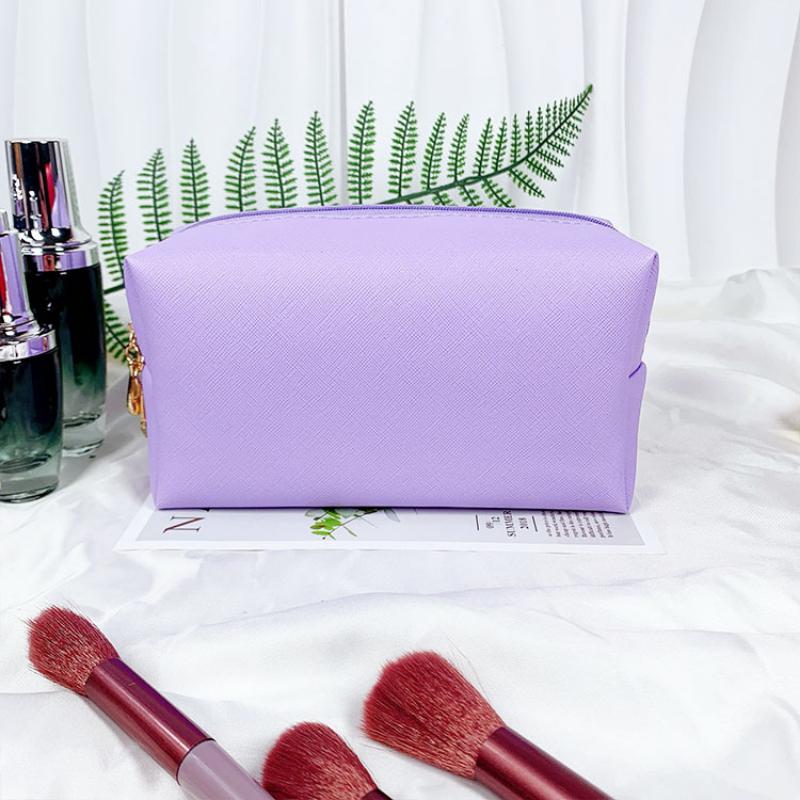 Dopaminová kožená kosmetická taška na úschovu make-upu, osmihranná malá čtvercová taška, jednoduchá jednobarevná dárková kosmetická taška