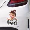 2pc Baby in Car- Youngsters Safety Vinyl Decals 4.13''x5.91''- Baby on Board Waterproof Stickers for Car Windows, Bumper & Rear Window - to Alert
