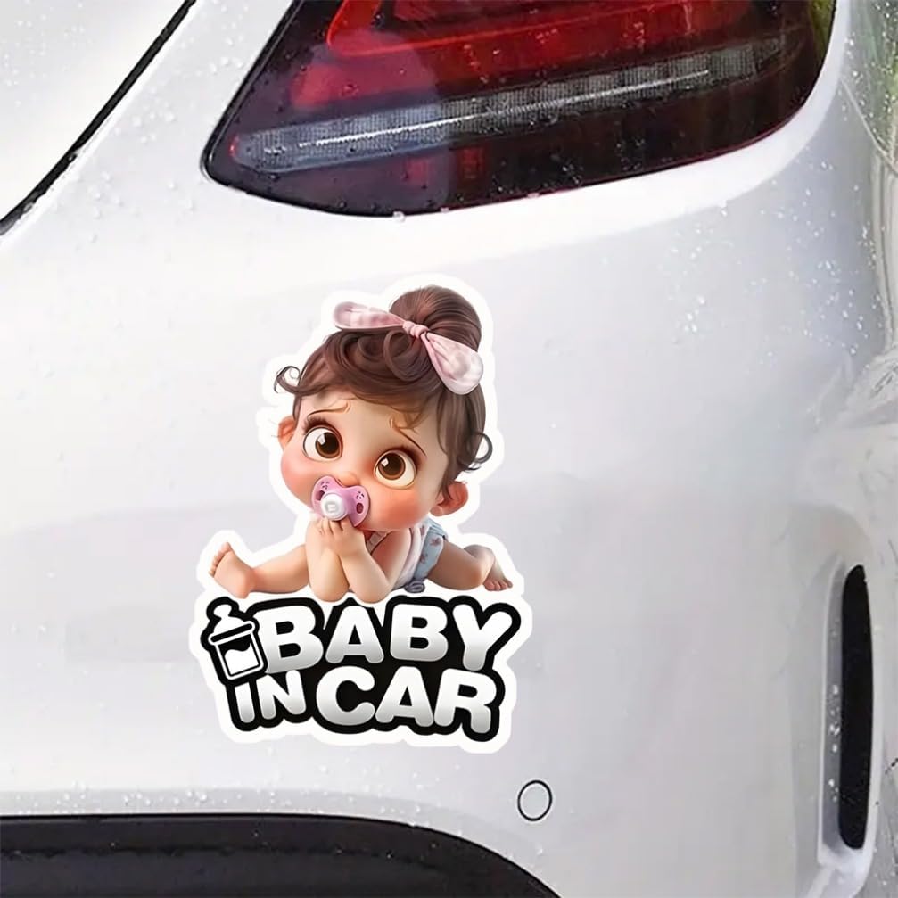 2pc Baby in Car- Youngsters Safety Vinyl Decals 4.13''x5.91''- Baby on Board Waterproof Stickers for Car Windows, Bumper & Rear Window - to Alert