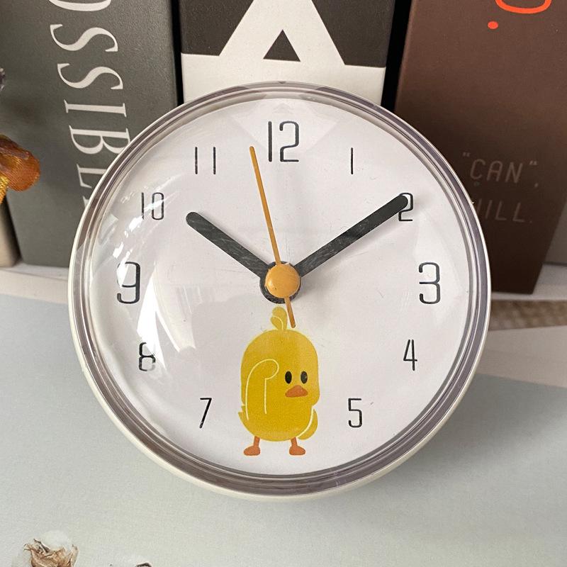 Mini Anti-Fog Suction Cup Wall Clock - Waterproof Quartz Clock for Bathroom and Kitchen, 7cm