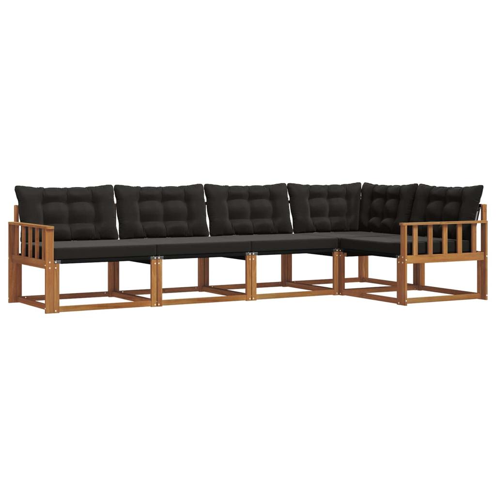 Outdoor Sofa Set with Cushions 5 pcs Natural and Black