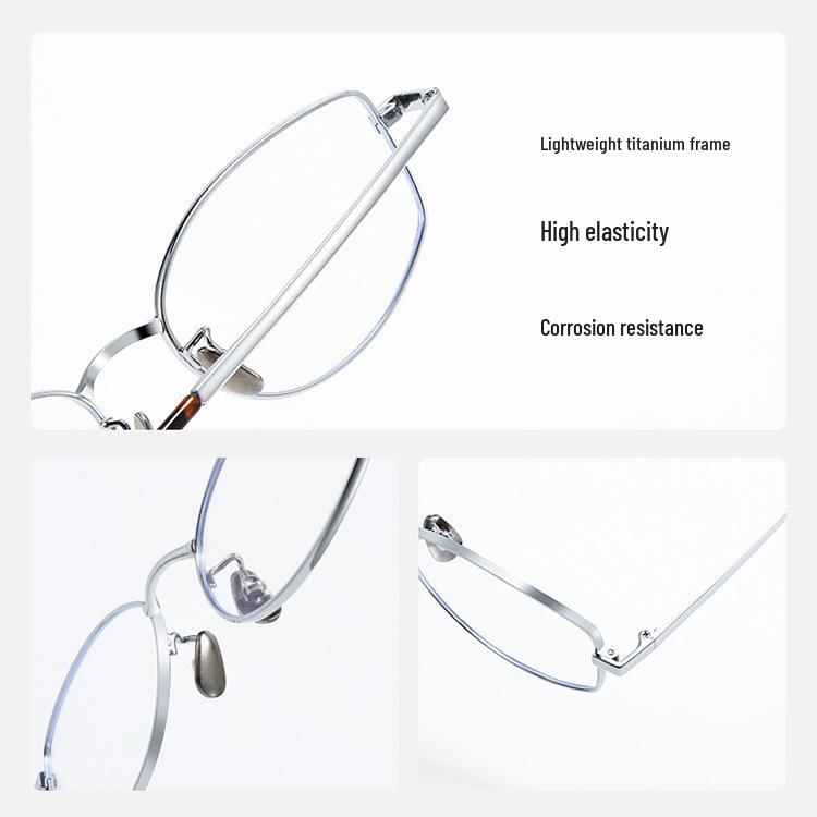 Women's Ultralight Titanium Cat Eye Glasses, Fashionable Polygon Design, Anti-Blue Light, Prescription-Ready.