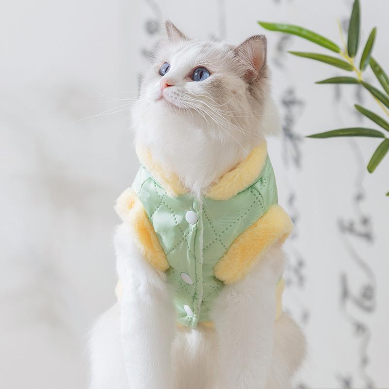 New cat clothes Chinese Tang clothing buckle autumn and winter warm into cat kittens small dogs dog vests pet cotton-padded clothes