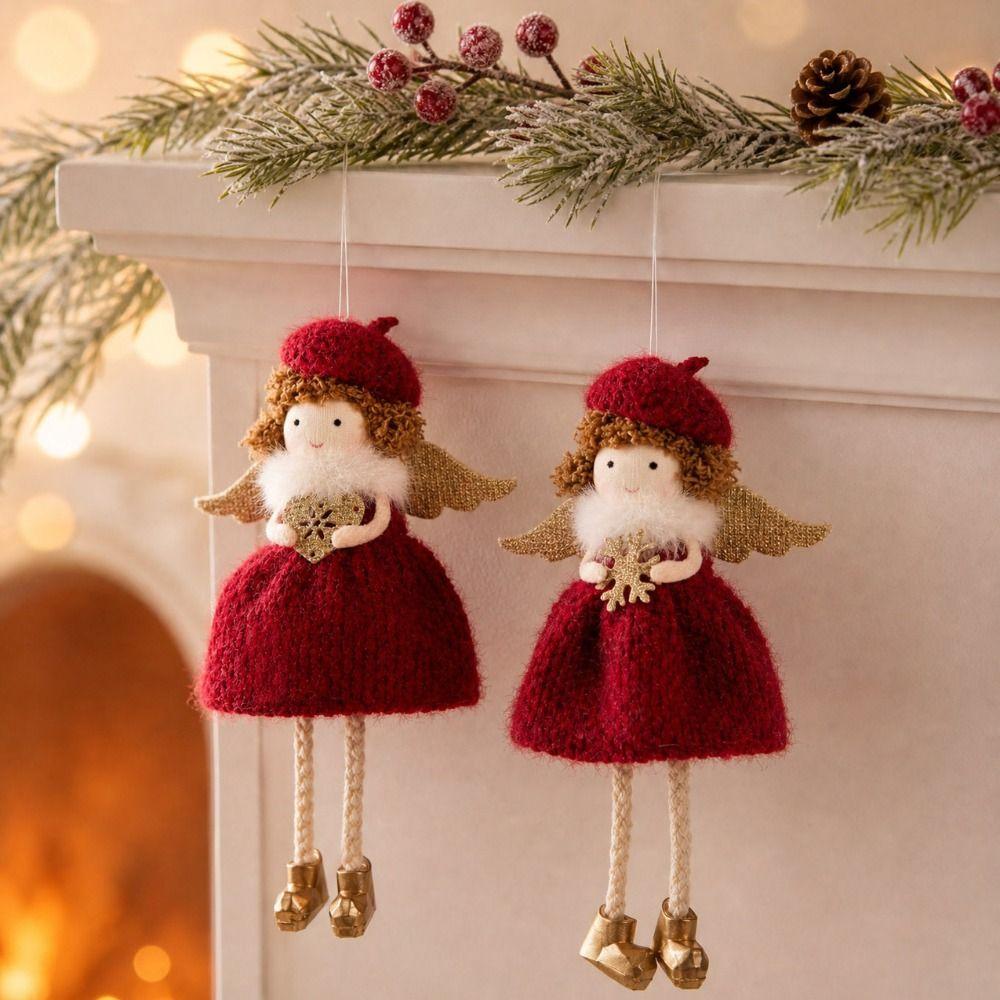 Handmade Christmas Tree Pendant Plush Angel Xmas Plush Decor Christmas Hanging Charm  Home Festive