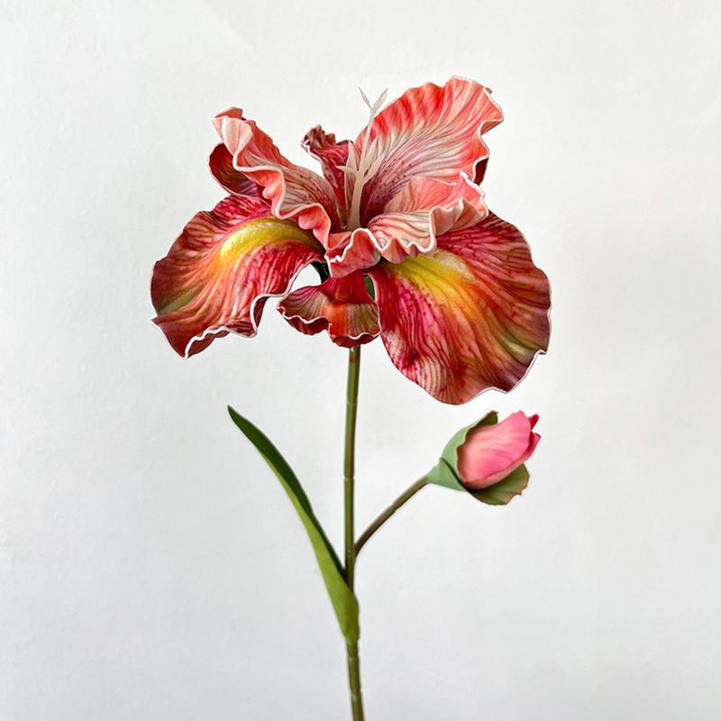 1PC 2-head Iris Flowers Party Wedding Decorative Artificial Cattleya Orchid Home Decoration Simulated Flower Silk Flower 45cm