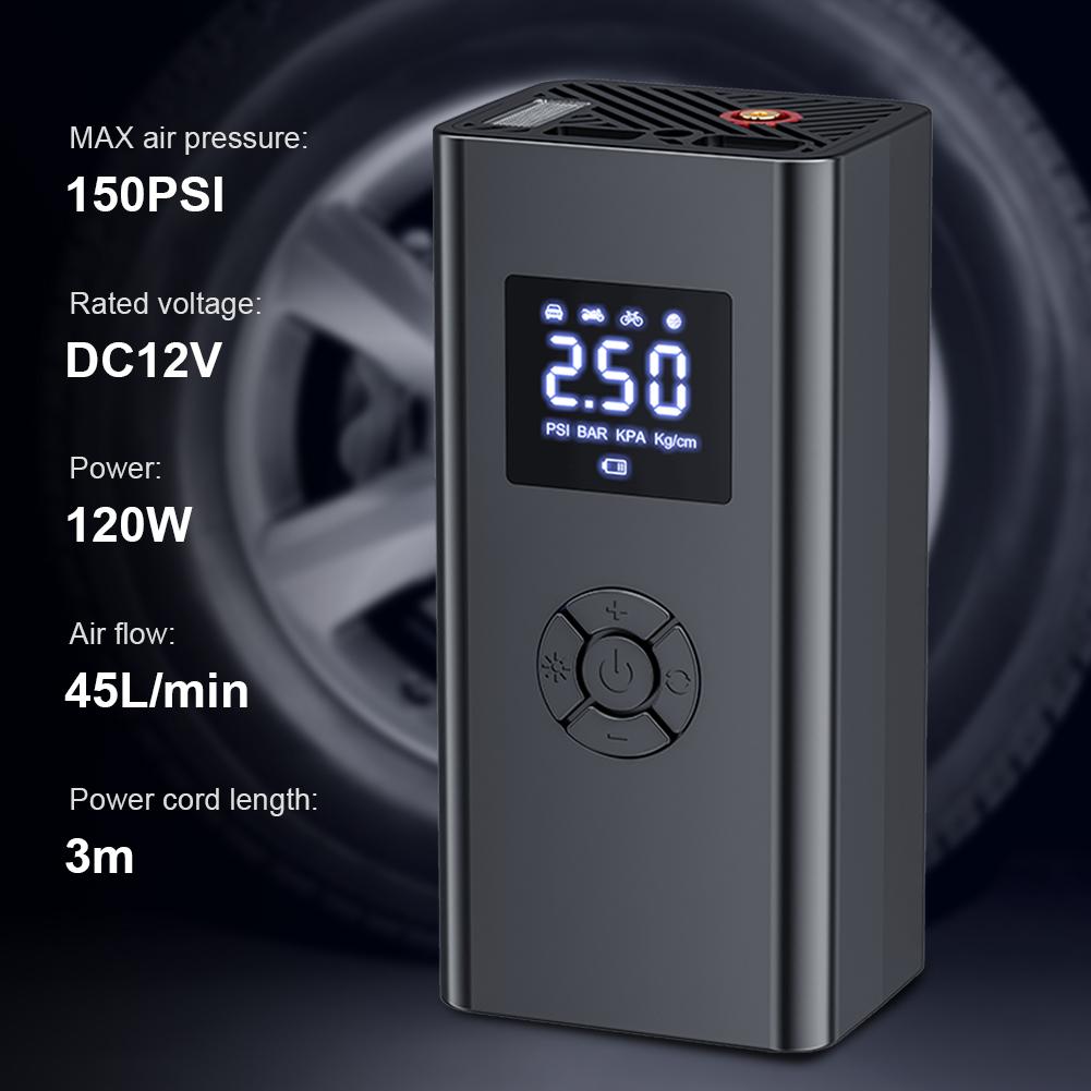 Portable Air Compressor with LED Light Wireless Tire Inflator 150PSI Digital Air Pump for Car Motorcycle Bicycle Tires Balls