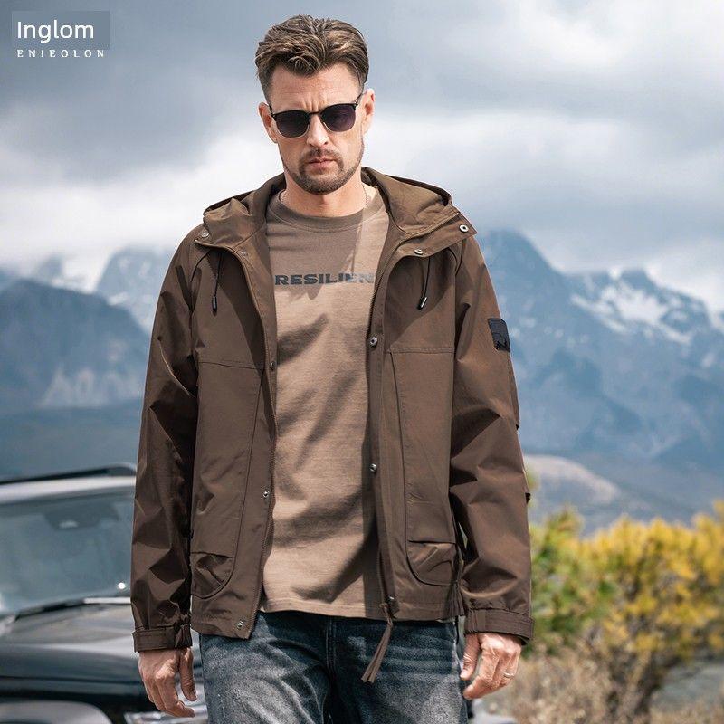 Yingjuelun Urban Outdoor Functional Style Hooded Jacket Autumn and Winter Men's Windproof Jacket Zipper Work Jacket