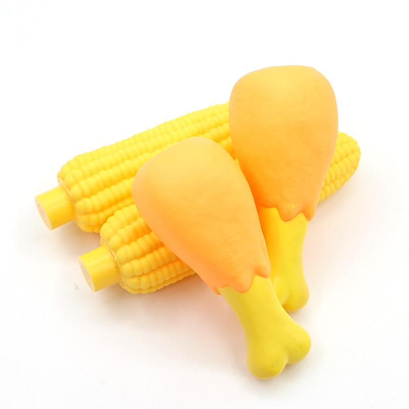 Giocattoli per cani, Coscia di pollo in gomma con suono, Giocattoli sonori di simulazione, Giocattoli per la pulizia e la macinazione dei denti