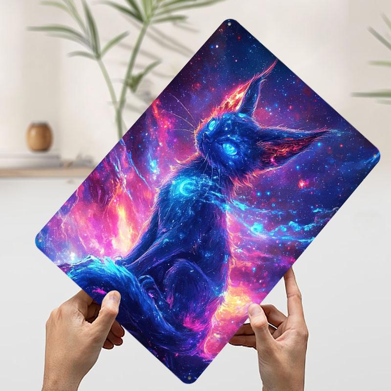

Cosmic Cat Nebula Metal Poster Customized Wall Art Retro Vintage Tinplate Signs for Luxury Home Decor Items Mancave Decoration 7.9x11.8In(20x30cm)
