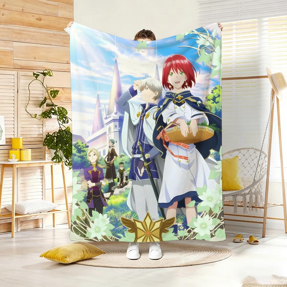 Animation A-Akagami No Shirayuki Hime Throw Lightweight 240G Flannel Blanket Soft Skin-Friendly For Summer Cooling
