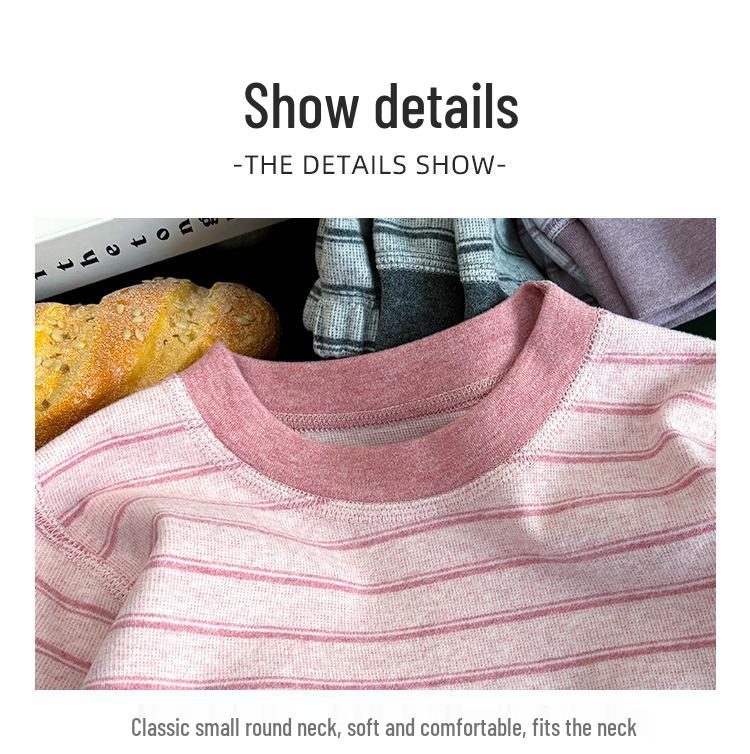 Children's Velvet Cotton Underwear Set: Thickened Autumn Striped Home Wear for Boys and Girls