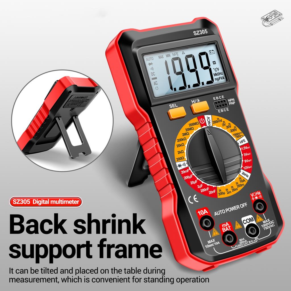 SZ305 Multimeter  Tor Testers Professional 1  Counts Smart Voltmeter Ohm Meter Fast Accurately Measures Voltage Current Resistance