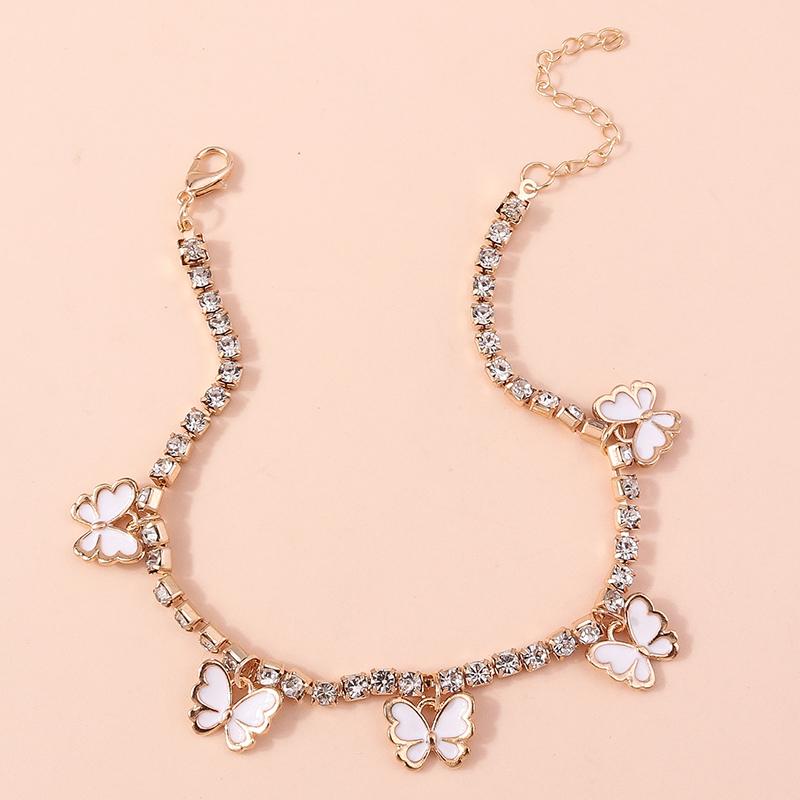 Cute Butterfly Pendant Anklet for Women Girls Rhinestones Chain Ankle Bracelet Foot Jewelry Gift