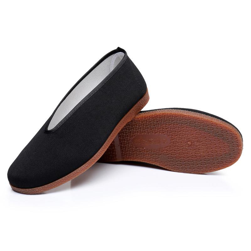 Men s Black Slip-On Kung Fu Shoes with Round-Toe and Non-Slip Sole 39 чёрный
