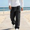 Men's Loose Fit Denim Cargo Pants with Elastic Waist, Streetwear Casual Outdoor Trousers