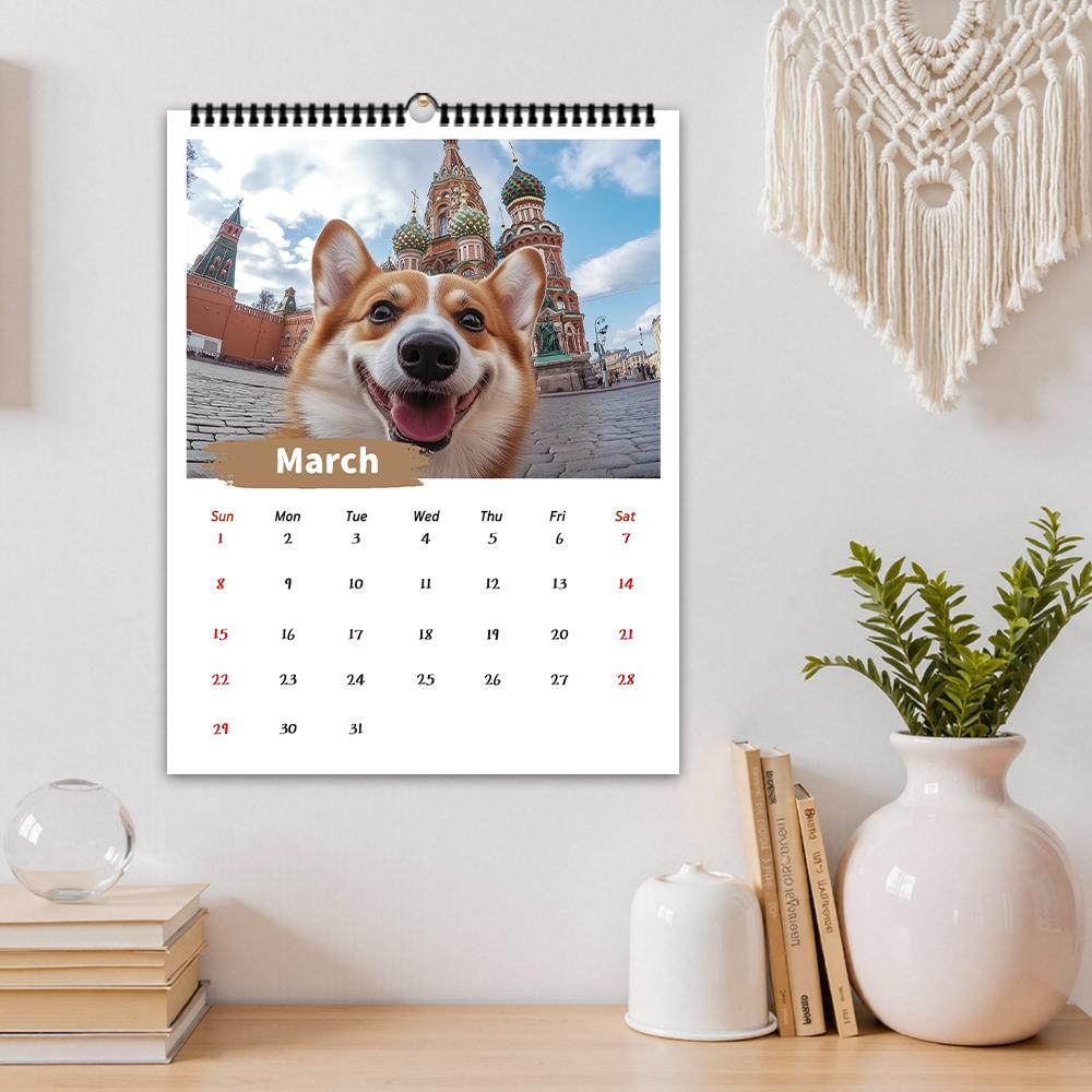 1 st 2026 Väggkalender, Hundresor Tema, 12 Vackra Design, Månadsplaner, Perfekt Gåva för Födelsedag, Jul, Nyår