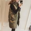 Women Hooded Down Vest Stand Collar Sleeveless Long Coat Quilted Puffer Jacket Full Zip Warm