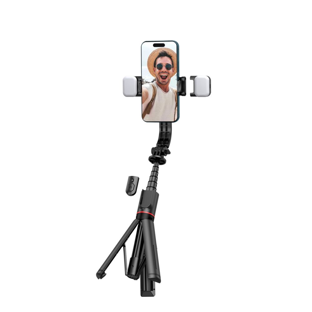 Tech-Protect L05S Bluetooth Selfiestang Stativ & LED-lys Svart