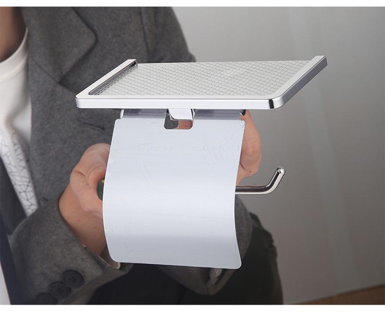 Punch-Free Stainless Steel Waterproof Toilet Paper Holder - Korean Style Bathroom Storage Rack