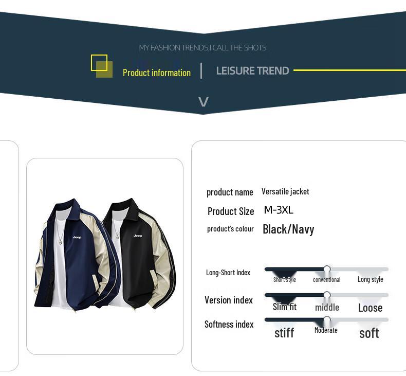 JEEP Men's Spring Autumn Lapel Color-block Jacket