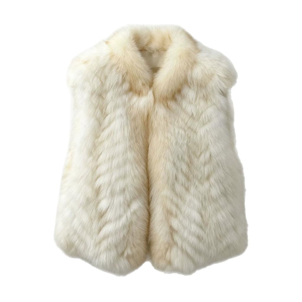Matsuma Mingyue Autumn and Winter New Skinny Short Strips Fox Fur Vest Jacket Women's Fluffy Vest