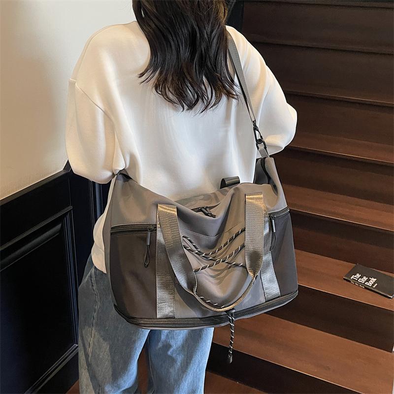 Casual Casual Tote Bag Lightweight Solid Color Travel Luggage Bag Drawstring Portable Oxford Cloth Shoulder Bag Travel