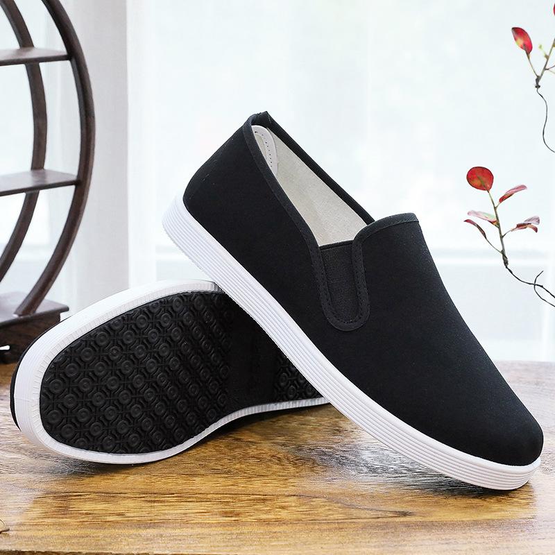 Old Beijing cloth shoes men's wormwood breathable one-pedal wear-resistant and non-slip black work shoes platform lazy shoes large size shoes