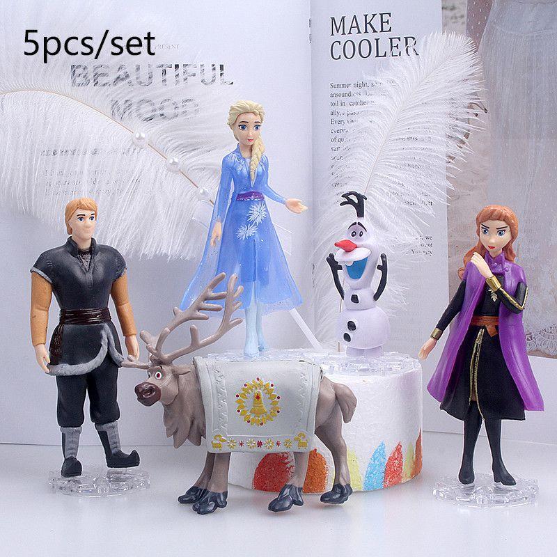Enchanting 5pcs Snow Queen Anna Elsa Frozen 2 Olaf Sven Kristoff Action Figures Set