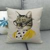 Cartoon Cat Pattern Series Super Soft Cotton and Linen Material Pillow Cover for Home Sofa Decoration Pillow Cover